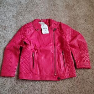 Pink vegan leather Moto jacket
